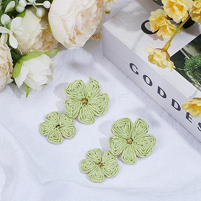 1 Pair Alloy Raffia Grass Stud Earrings EJEW-SP0001-19A-1