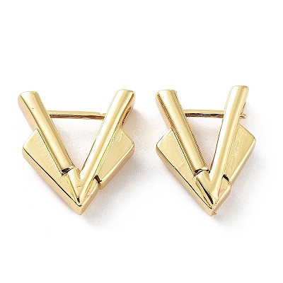 Triangle Rack Plating Brass Hoop Earrings for Women KK-Z038-19G-1