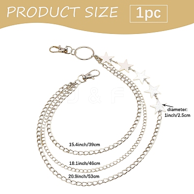 Alloy Star 3 Layered Chain Belts for Pants AJEW-WH20070-010A-1