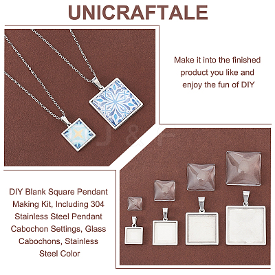 DIY Blank Square Pendant Making Kit DIY-UN0005-47-1