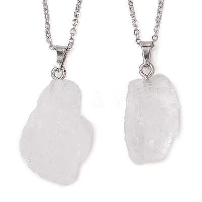 Natural Quartz Crystal Nugget Pendant Necklaces NJEW-JN04507-05-1