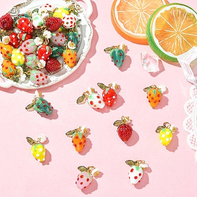 5Pcs Handmade Lampwork Pendants PALLOY-YW00108-06A-1