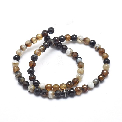 Natural Striped Agate/Banded Agate Beads Strands G-I254-03A-1
