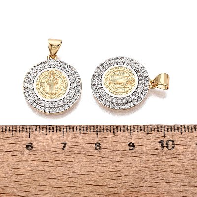 Religion Brass Micro Pave Clear Cubic Zirconia Pendants KK-N287-44GP-02-1