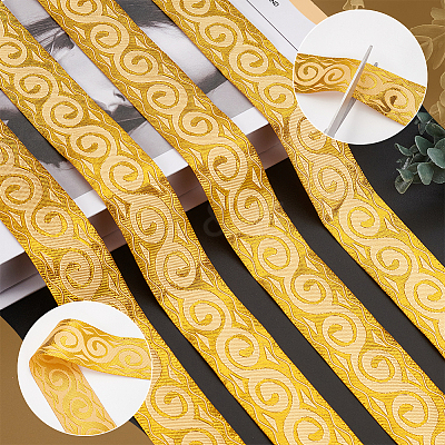 7M Polyester Jacquard Floral Ribbons SRIB-WH0011-140B-1