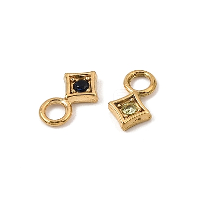304 Stainless Steel Micro Pave Cubic Zirconia Charms CU-CBAAD26-01G-1