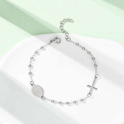 Religion 304 Stainless Steel Link Bracelets BJEW-F524-05A-P-1
