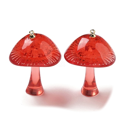 Luminous Epoxy Resin Mushroom Pendants RESI-C054-01E-1