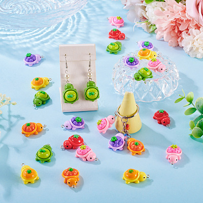 24Pcs 6 Colors Opaque Resin Pendants CRES-TA0001-78-1