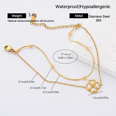 European 304 Staniless Steel 2-Strand Bracelets for Women DH6908-6-1