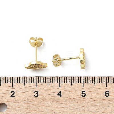 Brass Micro Pave Clear Cubic Zirconia Stud Earrings EJEW-A128-03G-1