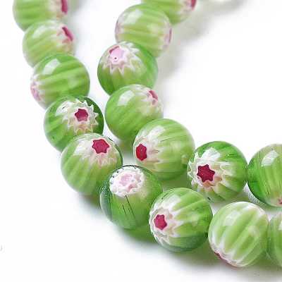 Round Millefiori Glass Beads Strands LK-P002-12-1