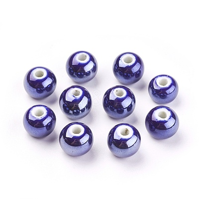 Glazed Porcelain Beads PORC-D001-10mm-14-1