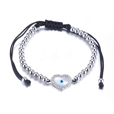 Adjustable Brass Braided Beaded Bracelets BJEW-F282-28P-RS-1