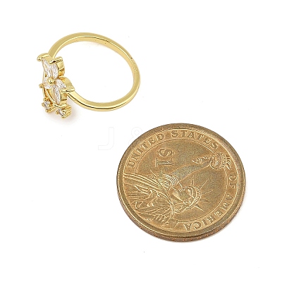 Rack Plating Brass Micro Pave Cubic Zirconia Finger Rings for Women RJEW-M027-01G-01-1