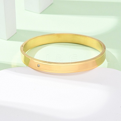 304 Stainless Steel Micro Pave Clear Cubic Zirconia Bangles for Women BJEW-B161-04G-1
