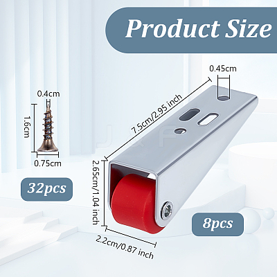 8Pcs Galvanized Iron & Rubber Wooden Door Hanging Support Wheel FIND-OC0013-80A-1