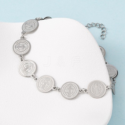 Religion 304 Stainless Steel Link Chain Bracelets for Women BJEW-F524-01P-1