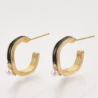 Brass Micro Pave Cubic Zirconia Stud Earrings EJEW-T007-11G-01-NF-1