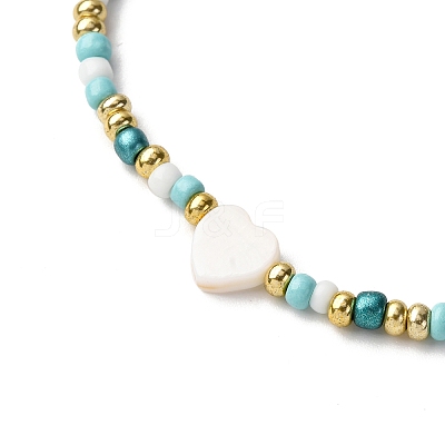 Natural Freshwater Shell & Glass Seed Beads Braided Bead Bracelets for Women BJEW-JB12362-03-1