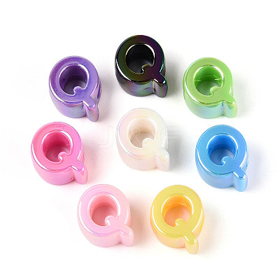 UV Plating Opaque Acrylic European Beads OACR-M027-03Q-1
