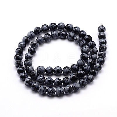 Natural Snowflake Obsidian Round Bead Strands G-J303-09-12mm-1