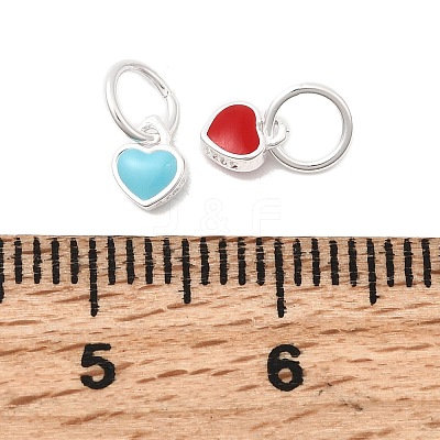 925 Sterling Silver Enamel Heart Charms STER-K188-07S-1