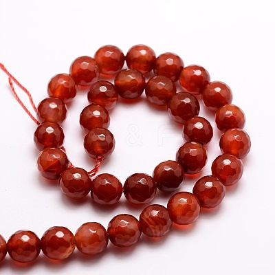 Dyed Natural Agate Faceted Round Beads Strands X-G-E320B-10mm-08-1