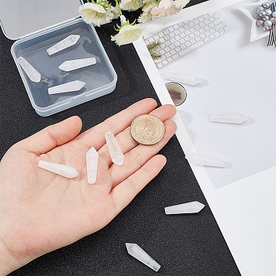 12Pcs Natural Quartz Crystal Pointed Beads G-OC0003-99-1