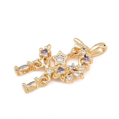 Brass Micro Pave Cubic Zirconia Pendants KK-K407-54G-1