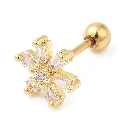 Brass Micro Pave Clear Cubic Zirconia Stud Earrings LS-EJEW-L265-08G-1