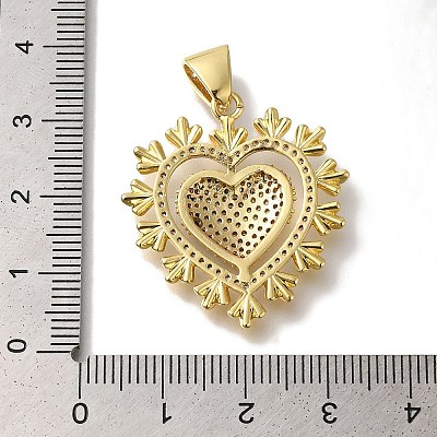 Heart Rack Plating Brass Micro Pave Clear Cubic Zirconia Pendant X-KK-U019-18G-03-1