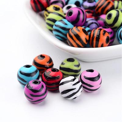 Mixed Zebra Striped Acrylic Beads X-SACR-C020-51-1