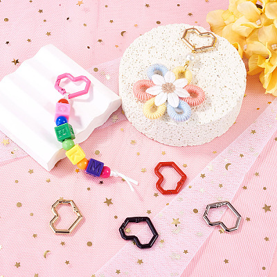 6Pcs Heart Alloy Spring Gate Rings FIND-TA0011-14B-1