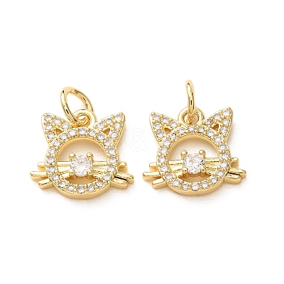 Brass Micro Pave Clear Cubic Zirconia Charms CU-E003-18G-31-1