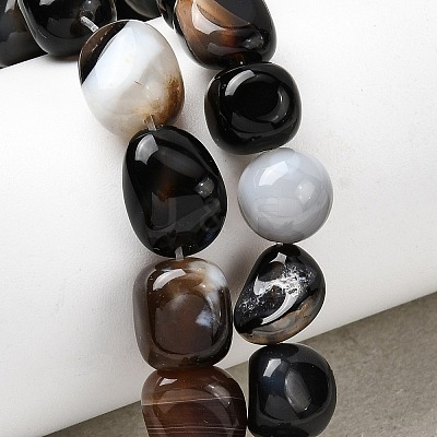 Natural Black Agate Beads Strands G-P601-A15-02-1