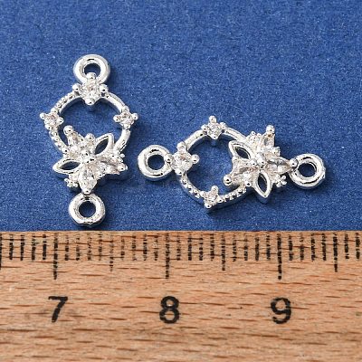Brass Pave Clear Cubic Zirconia Connector Charms CU-CBAEC99-10S-1