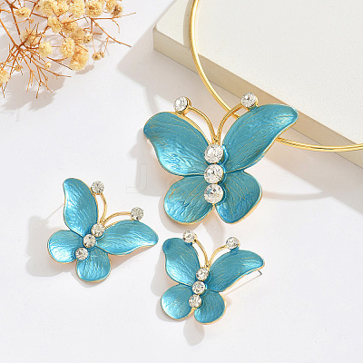 Alloy Enamel & Crystal Rhinestone Pendant Necklaces & Stud Earrings Sets FS-WG8339F-02-1