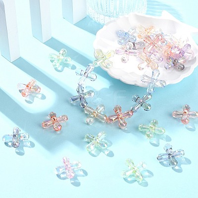 50Pcs UV Plating Transparent Acrylic Beads MACR-CJ0002-21-1