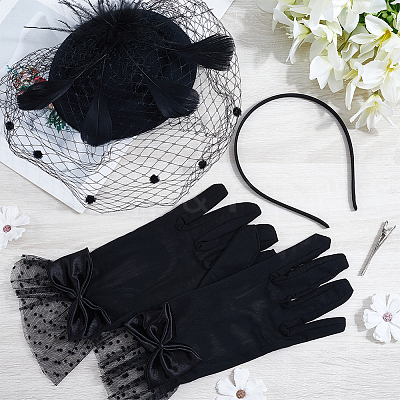 1 Pair Polyester Gauze Gloves AJEW-CY0001-35-1