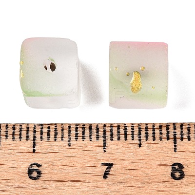 Frosted Glass Beads with Golden Glitter Powder LS-DGLA-NH001-8mm-01E-1