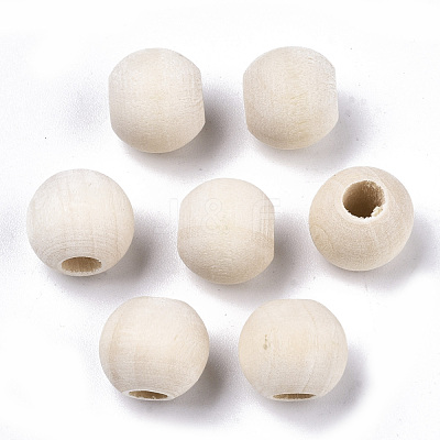 Natural Unfinished Wood Beads WOOD-Q038-10mm-1