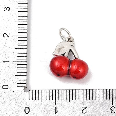 Fine Silver Red Enamel Fruit Pendants STER-F060-01AS-02-1