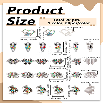 20Pcs 5 Styles Alloy Links/Connectors FIND-LP0007-99-1