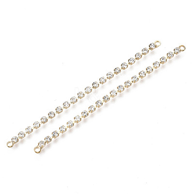 Brass Micro Cubic Zirconia Chain Links Connectors KK-N231-134-NF-1