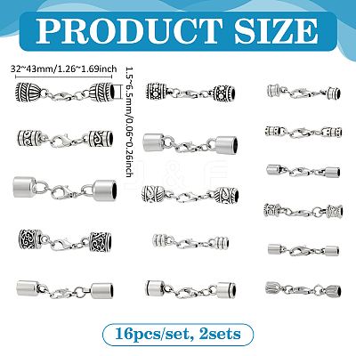 16Pcs Alloy Cord Ends FIND-PH01477-1
