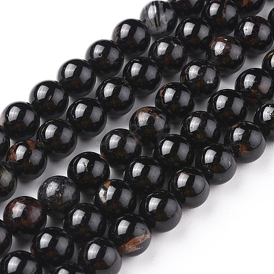 Natural Black Tourmaline Beads Strands G-F666-05-10mm-1