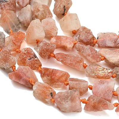 Raw Rough Natural Gold Spot Sunstone Beads Strands G-A322-B10-01-1