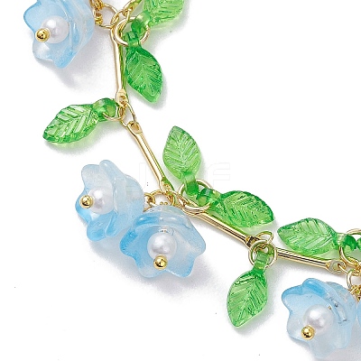 Flower Glass & Acrylic Charm Bracelets BJEW-JB10443-1