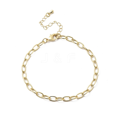 Brass Link Cable Chain Bracelet for Women BJEW-A065-01G-1